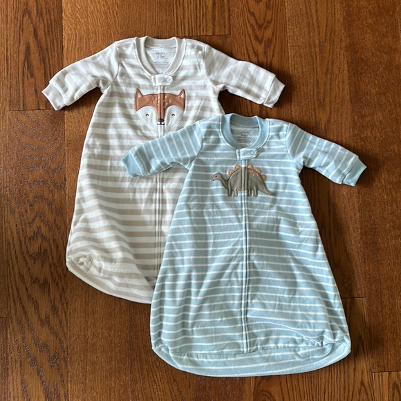 2 Baby Fleece Sleepbag Sleepsuits - Picture 1 of 7